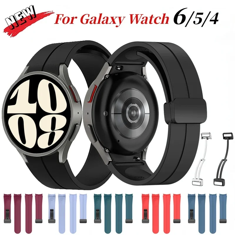 

No Gap Silicone strap For Samsung Galaxy watch 7/6/5/4 40mm 44mm 5 Pro 45mm Original Magnetic bracelet band Watch 6/4 Classic