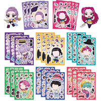 6/24 Pcs Creative Kpop Demon Hunters Make Cartoon Puzzle Stickers Kids DIY Sticker Game Children Jigsaw Education Toy Gift