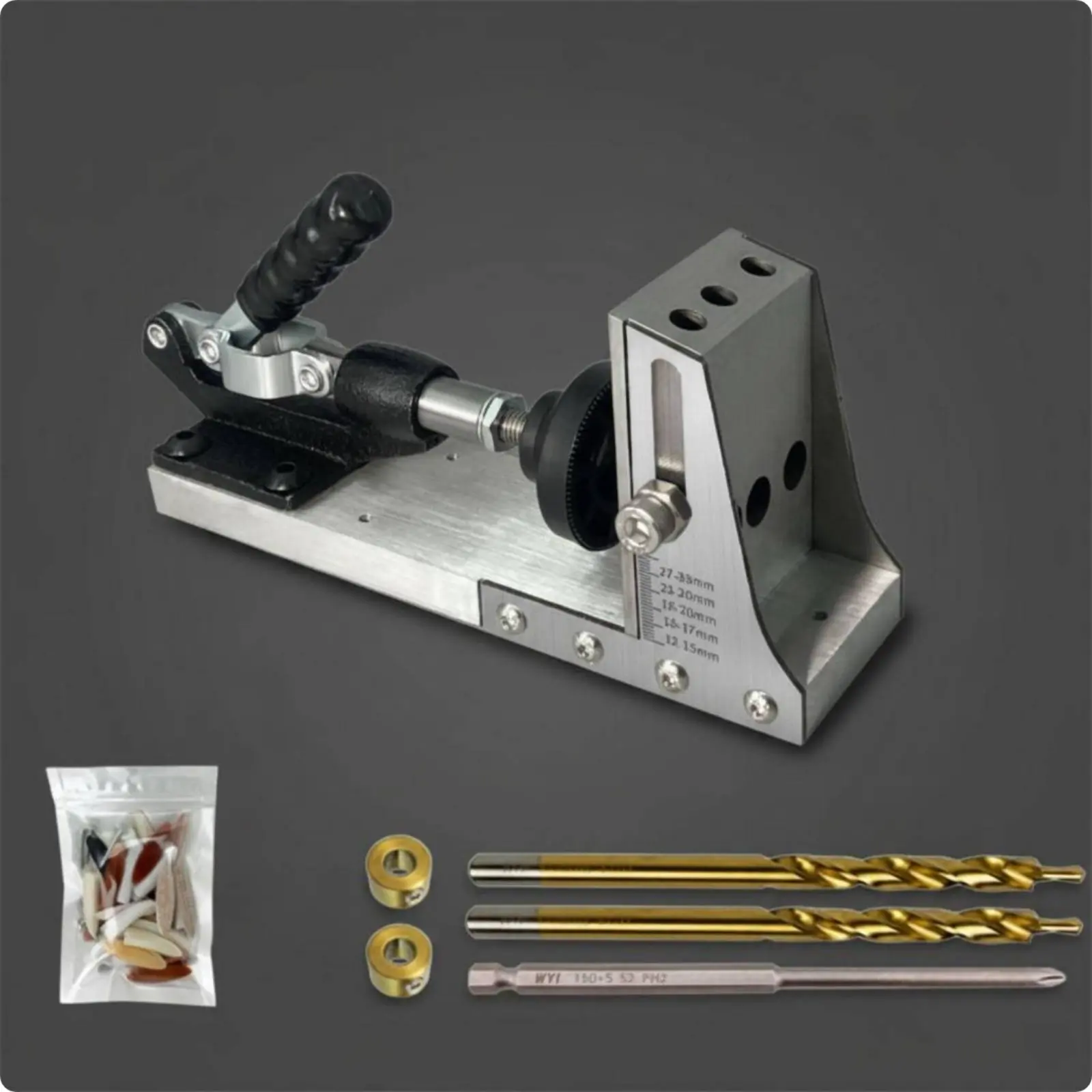 Pocket Hole Jig Aluminum Alloy Angled Drill Jig Slant Hole Guide Adjustable Depth Joint Guide Quick Clamp for Furniture Making