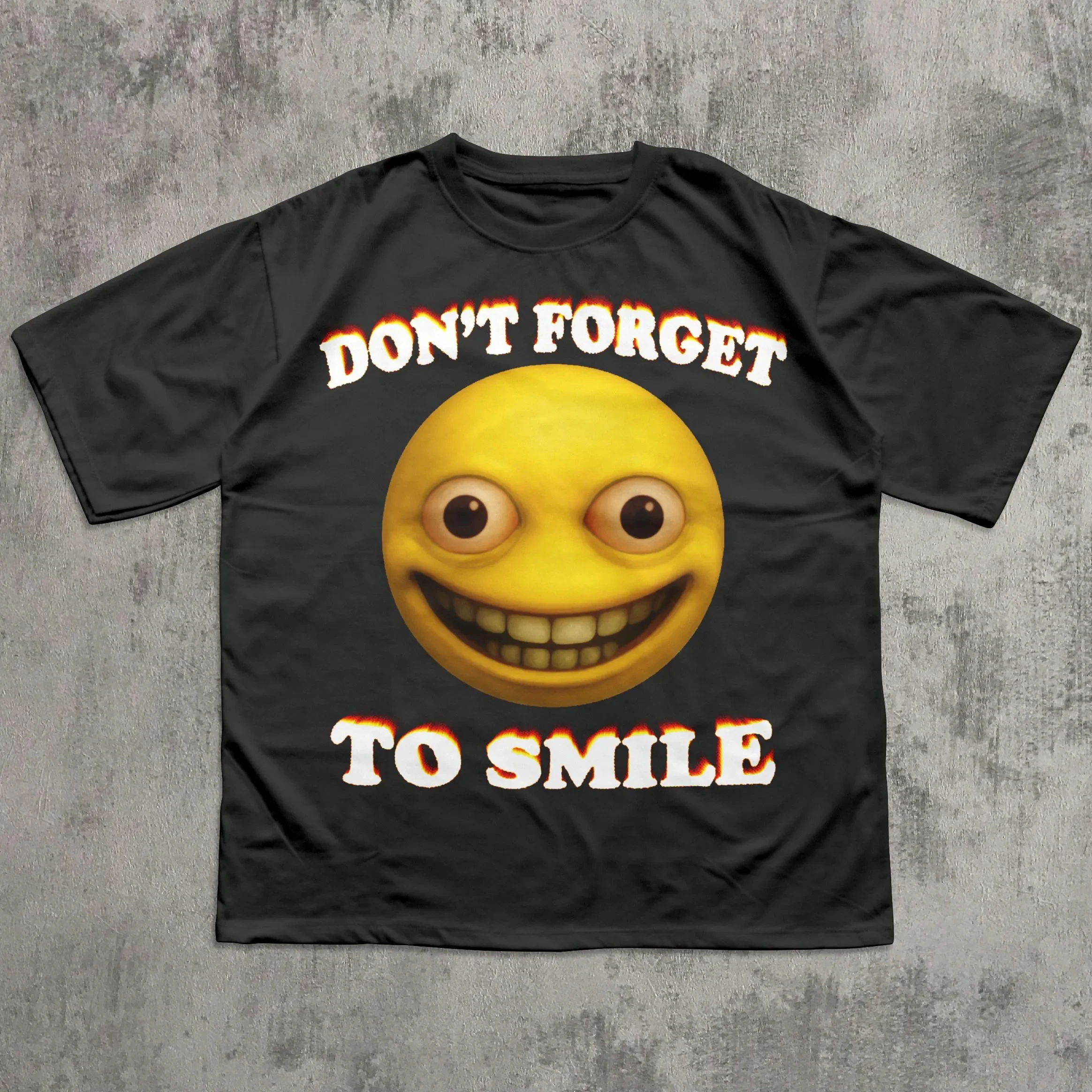 لا تنسى الابتسامة تي شيرتات عجيبة ملعون وجه مبتسم قميص ملابس غير معززة Brainrot التي شيرت غريب غير مناسب المحملة #1