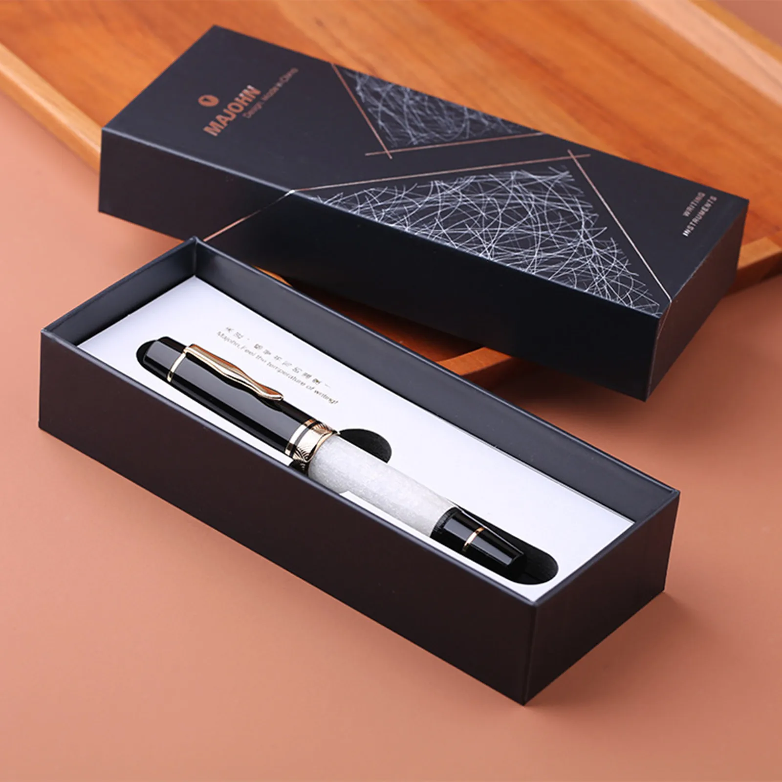 MAJOHN P139 Orange Color Large Piston Fountain Pen No.6 EF/F/M Nib Hard Rubber Tongue All-copper Structure Writing Gift Pen