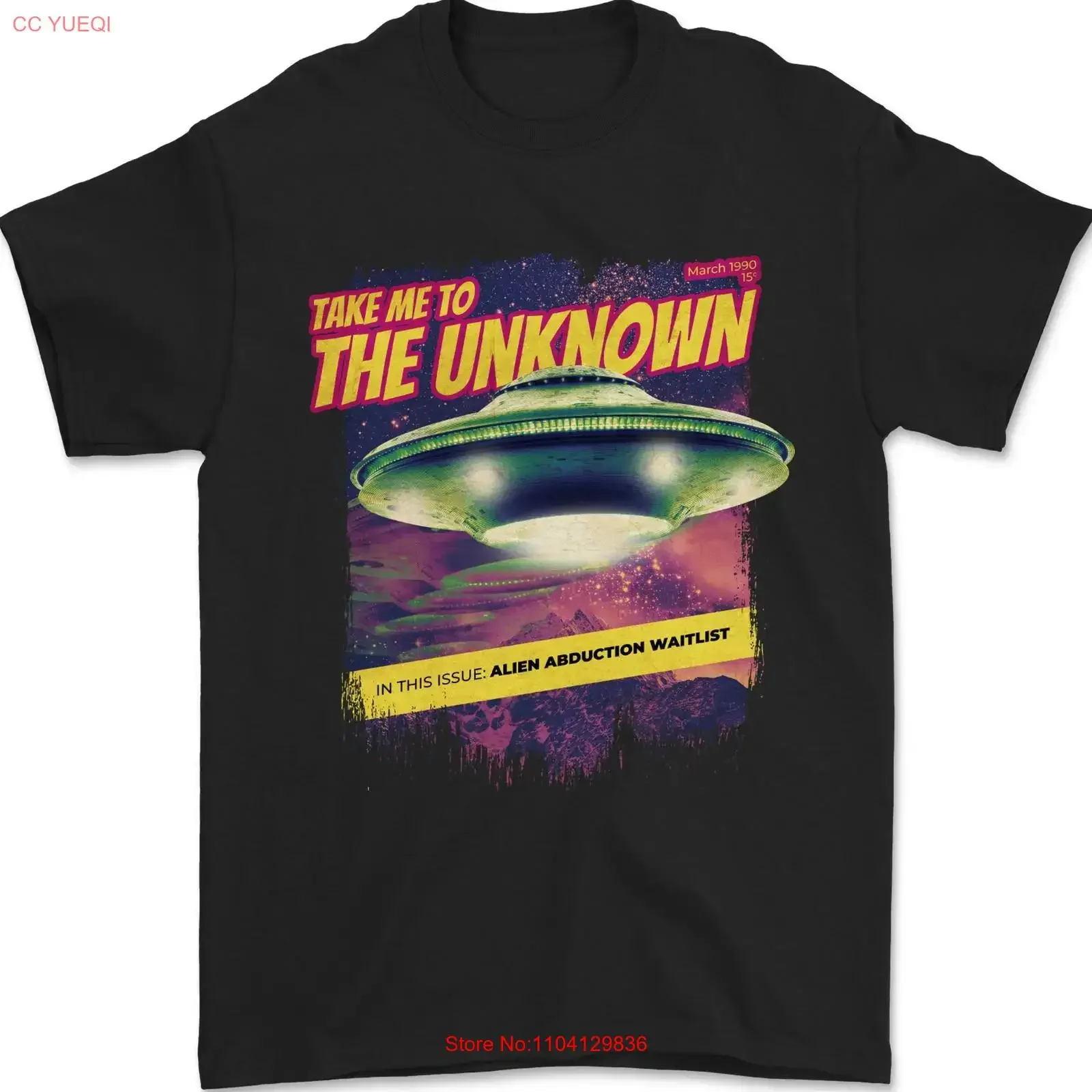 Take Me to the Unknown Alien UFO Mens T Shirt 100 Cotton vintage Washed Versatile Top For Everyday Wear graphic Slightly