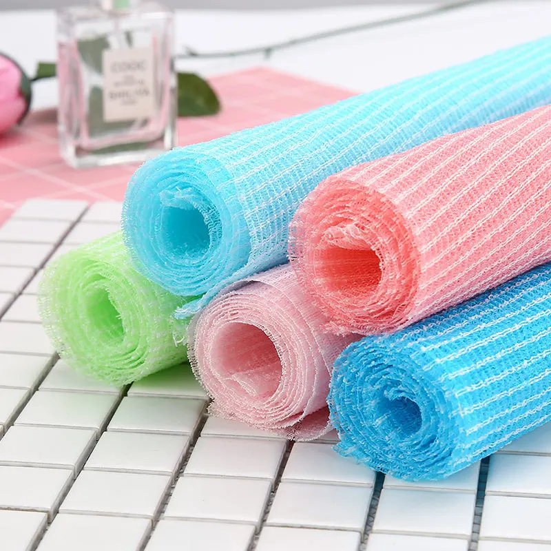 Exfoliating Nylon Bath Shower Body Cleaning Washing Scrubbing Towel Scrubbers Nylon Sponge Bath Accessories Rich Bubbles