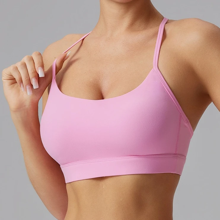 Solid Color Gym Yoga Bra Women Y shape Fitness sport Underwear high strength Tight Top Comprehensive Training With Chest Pad