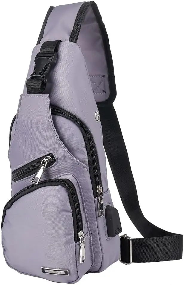 

Business Men's Backpack, Leather Rucksack with USB Charging Port, Waterproof Casual Daypack - Chest Crossbody（35X17X6CM).