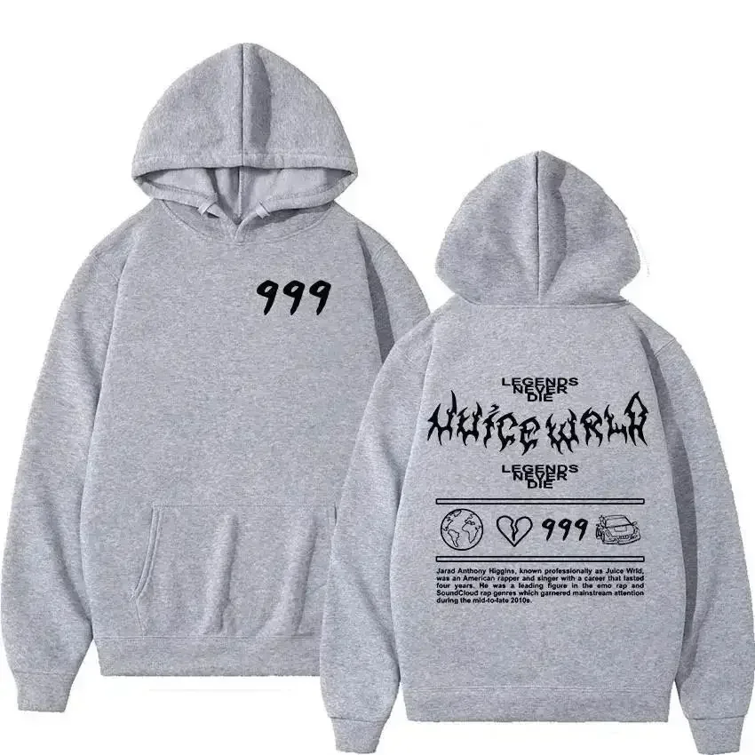 Kapuzenpullover für Herren und Damen, modische Hip-Hop-Freizeitpullover, Herbstkollektion, für Jungen und Mädchen, Schwarz, Streetwear, Juicewrld – Detail 10
