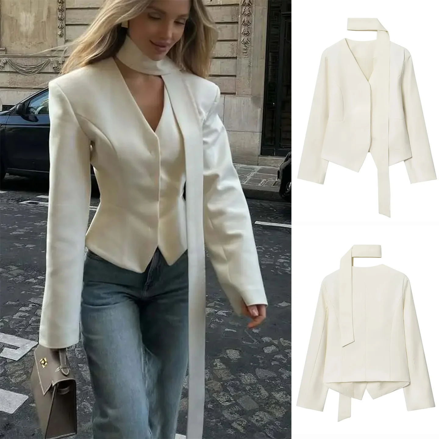 

Winter New Women's Simple Netie Long Sve V-ne Waist-cinching Slimming ort Coat Single Button Suit Casual Workwear