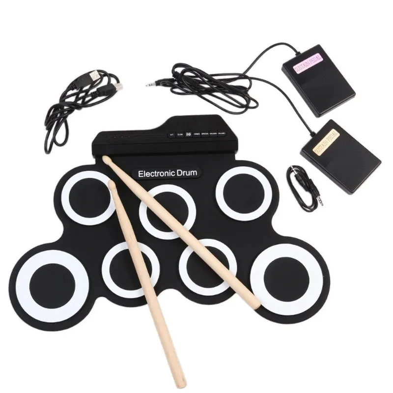 Hand roll USB electronic drum portable drum kit practice drum folding silicone hand roll jazz requires external sound