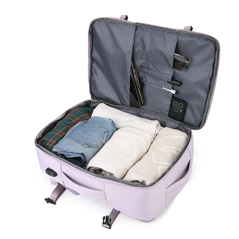 Backpack large capacity with shoe compartment computer backpack fully open and closed scalable backpack manufacturer