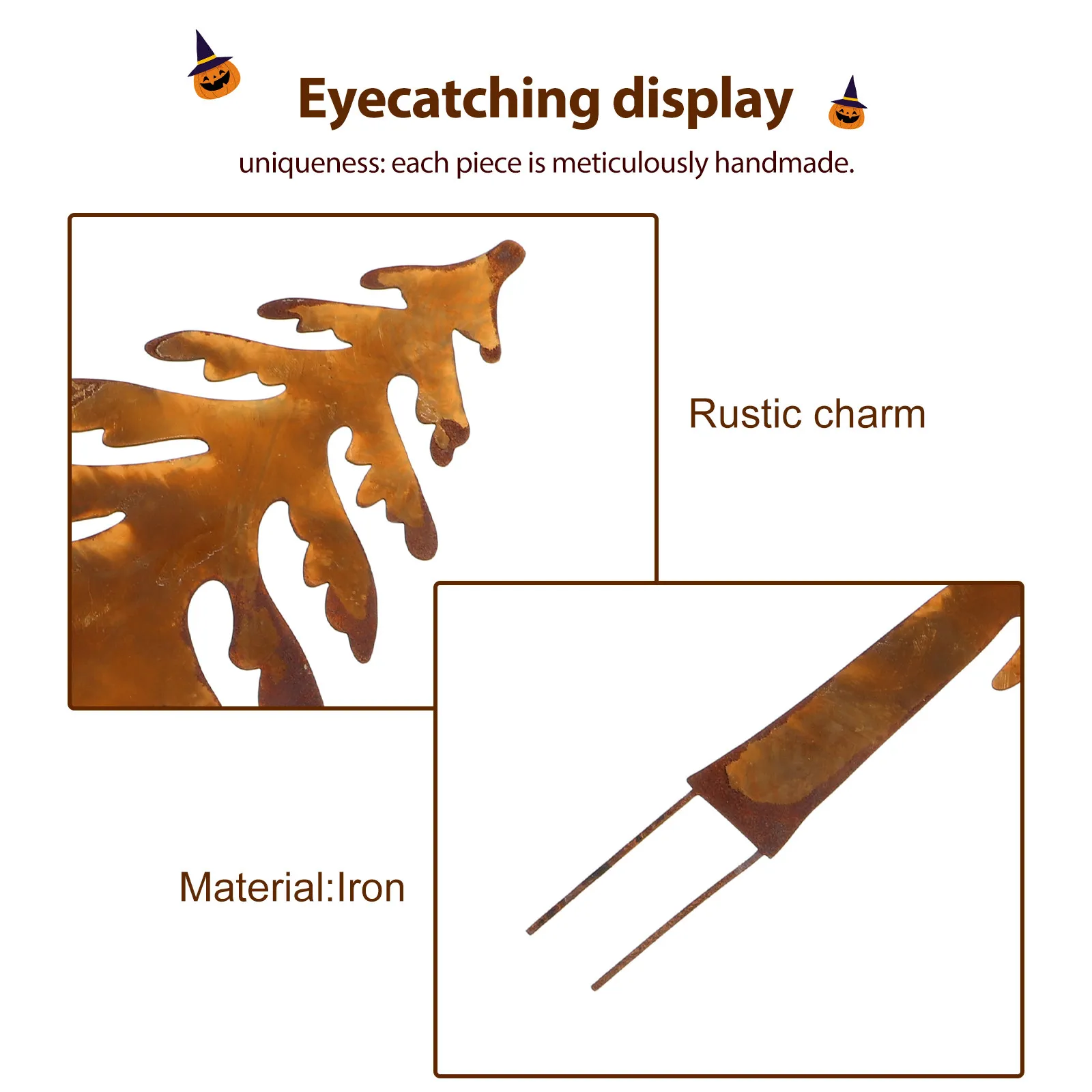 2Pcs Handmade Rusty Metal Garden Stakes Festive Holiday Outdoor Decor Christmas Tree Stakes Rust Garden Decoration Iron Craft