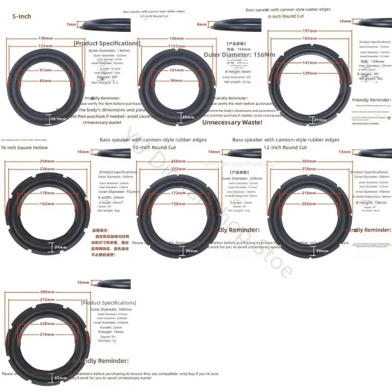 96BA Lautsprecher-Gummikanten-Surround-Ersatzteil für Reparatur und Sanierung – Detail 6