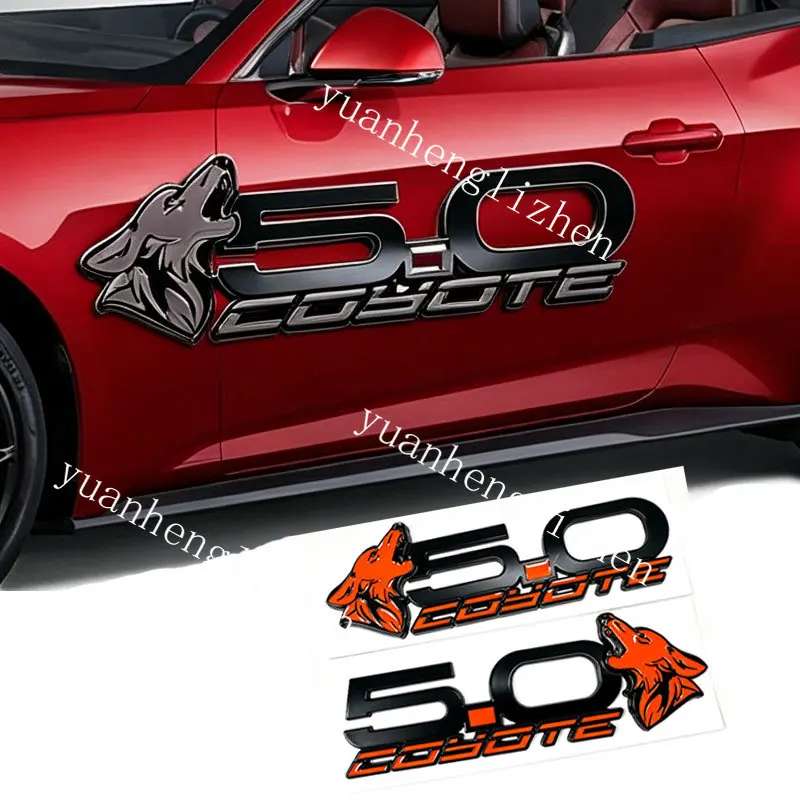 3D Premium 5.0 5.0L For Coyote V8 WOLF S Edition For GT Car Hood Fender Trunk Rear Bonnet Nameplate Decal Emblem Badge Sticker