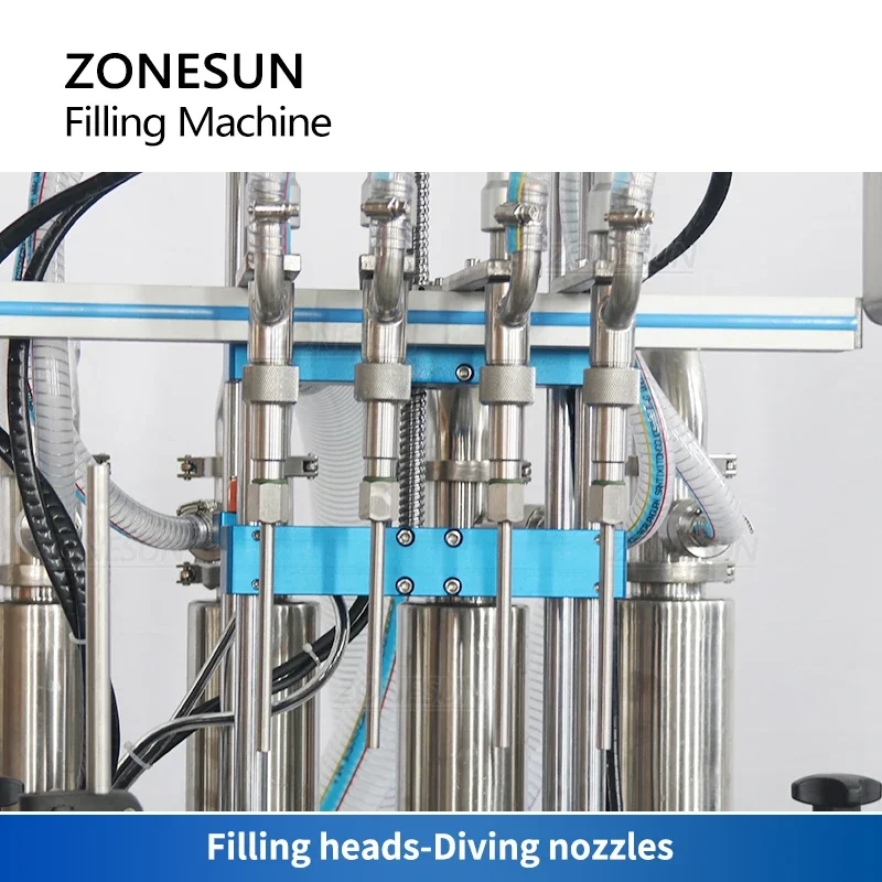 ZONESUN ZS-SV4HS Riempitrice automatica di liquidi Pompa a pistone servo a 4 teste Bottiglia cosmetica quantitativa per bevande di succo