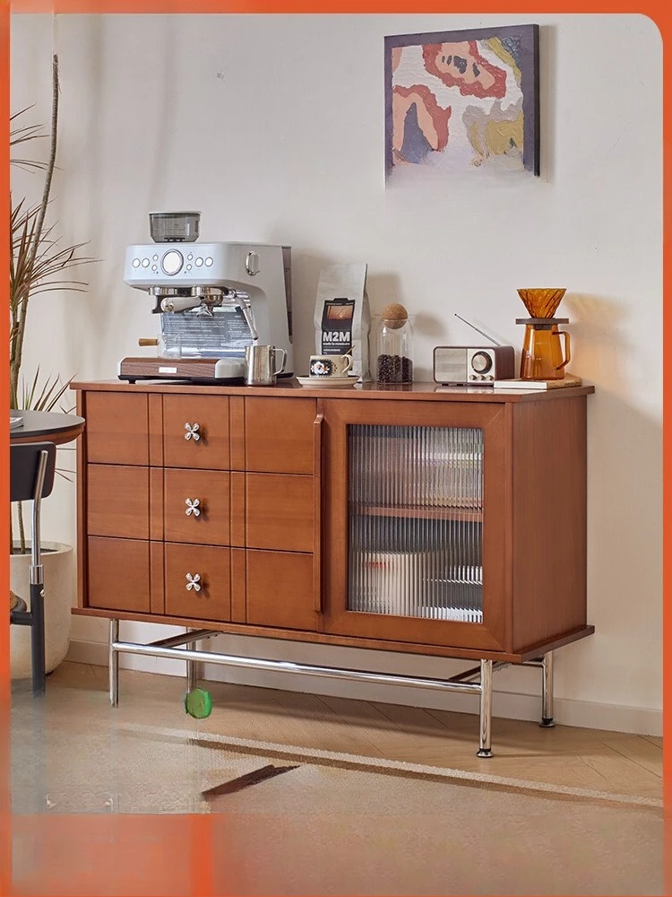 

Solid wood dining side cabinet living room wall locker small apartment retro sofa cabinet bucket