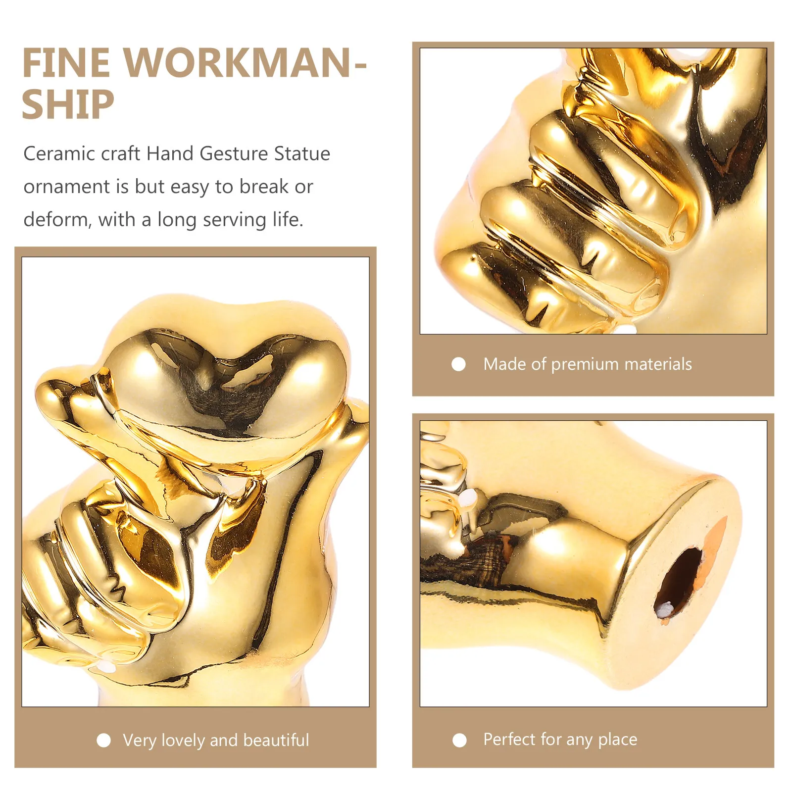 Ceramic Hand Gesture Statue with Heart - Elegant Desktop Ornament for Living Room Home Decor
