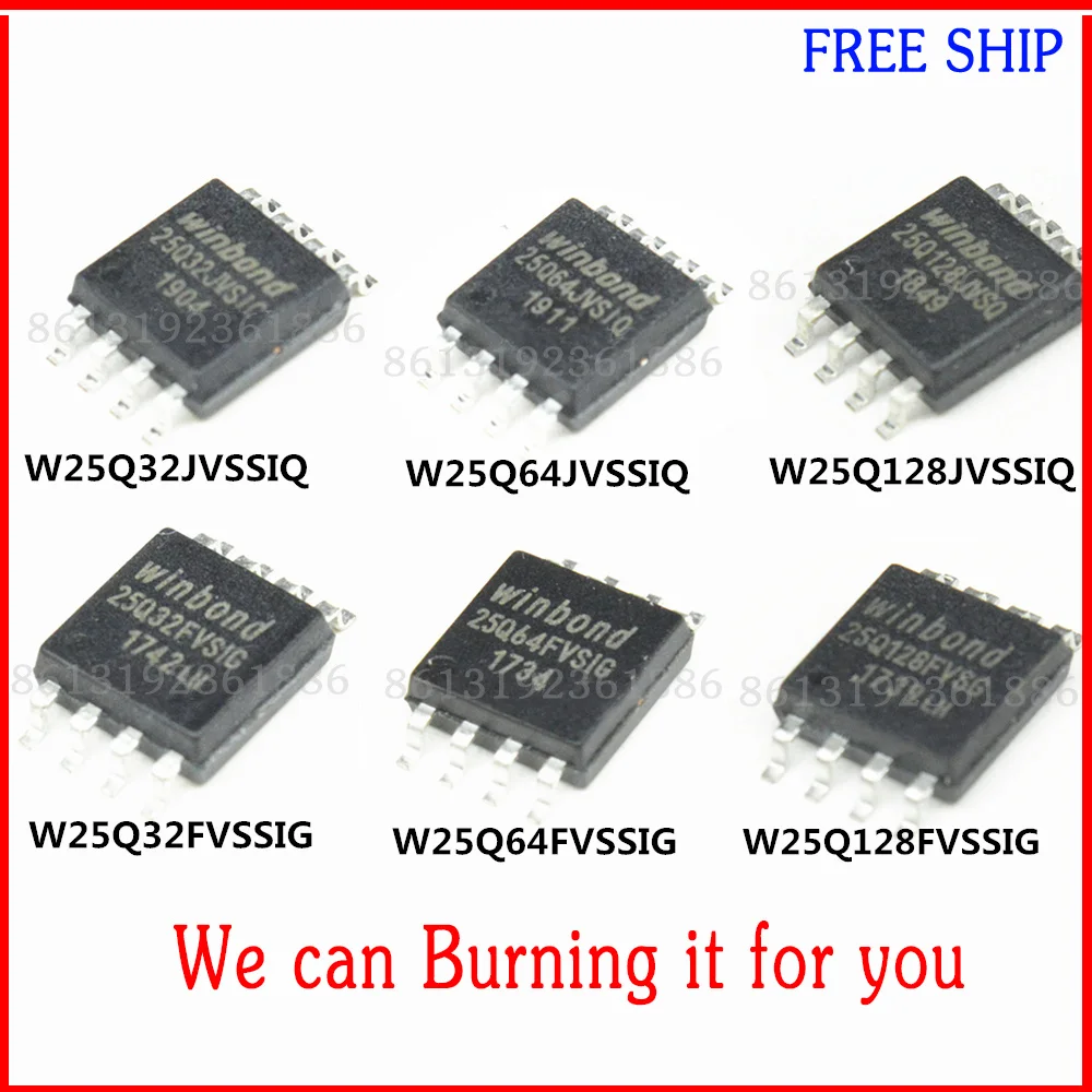 Original nuevo 1 piezas W25Q128FVSG 25Q80 25q32fvsig 25q64jvsiq W25Q64JVSSIQ W25Q128JVSQ 16M memoria Flash 25q16 SOP8 Burn BIOS para u