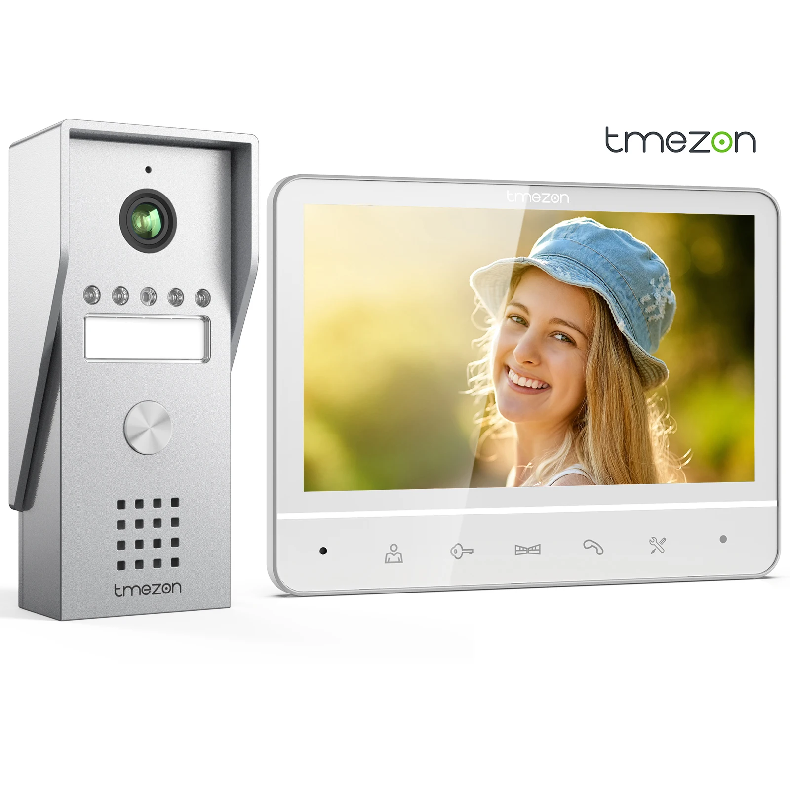 TMEZON Vidéophone 4 fils, interphone avec sonnette, vidéophone avec caméra, écran couleur 7 pouces, 120 °   Caméra à vision large angle