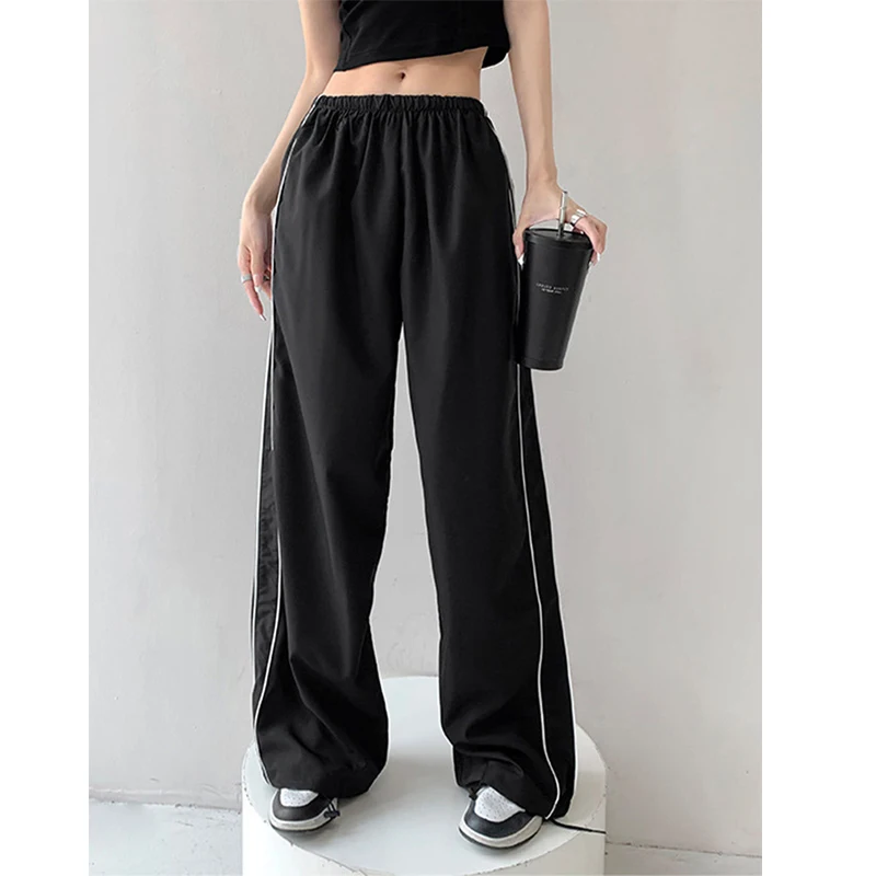 Y2k Harajuku Women's Baggy Pants Solid Color Cargo Pants Low Rise Casual Track Pants Teen Girls Wide Leg Cargo Pant Streetwear