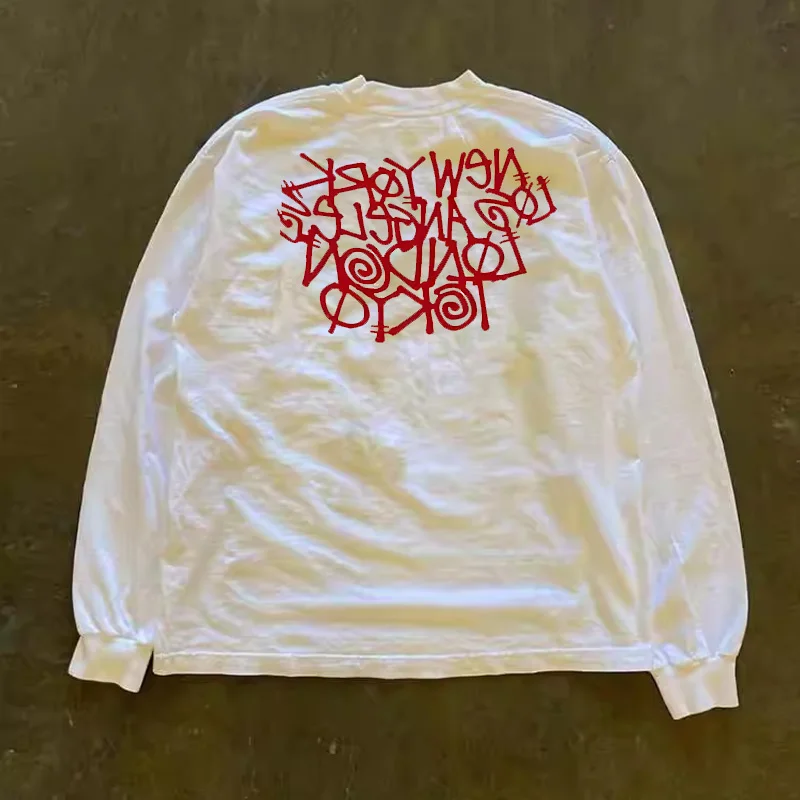 

Pure Cotton Long Sleeve T-Shirt 310g Heavyweight American Style Retro Oversize Streetwear Versatile Miao Street Fashion