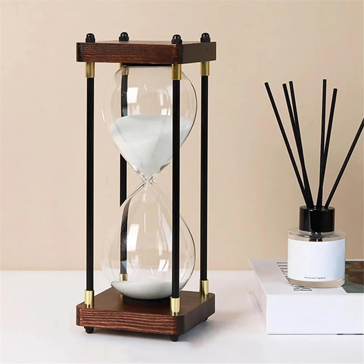 

AD30-Large Hourglass 60 Minutes, Hourglass, Rainbow Glass Hourglass, Gift Hourglass, for Home, Desk,White