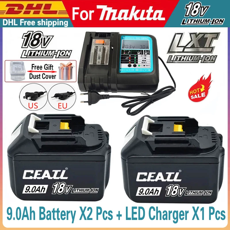 

For Makita 18v 9Ah Battery With Rechargeable Lithium Ion for DDF487 BL1880 BL1860B LXT400 Power Tool For Makita 18 v Battery