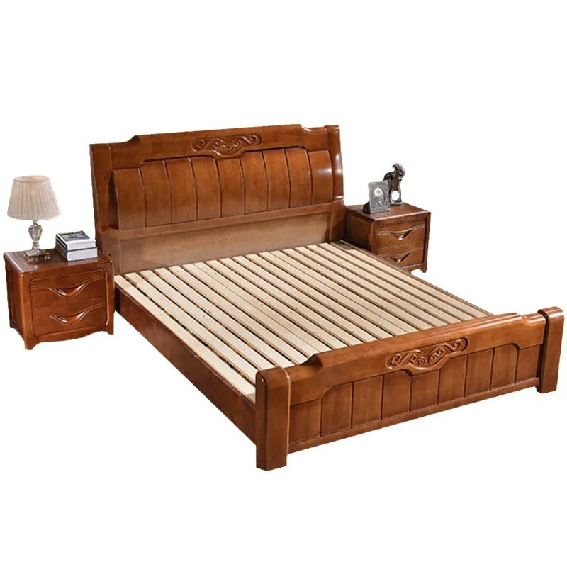 

Solid wood bed, modern Chinese master bedroom storage high box bed