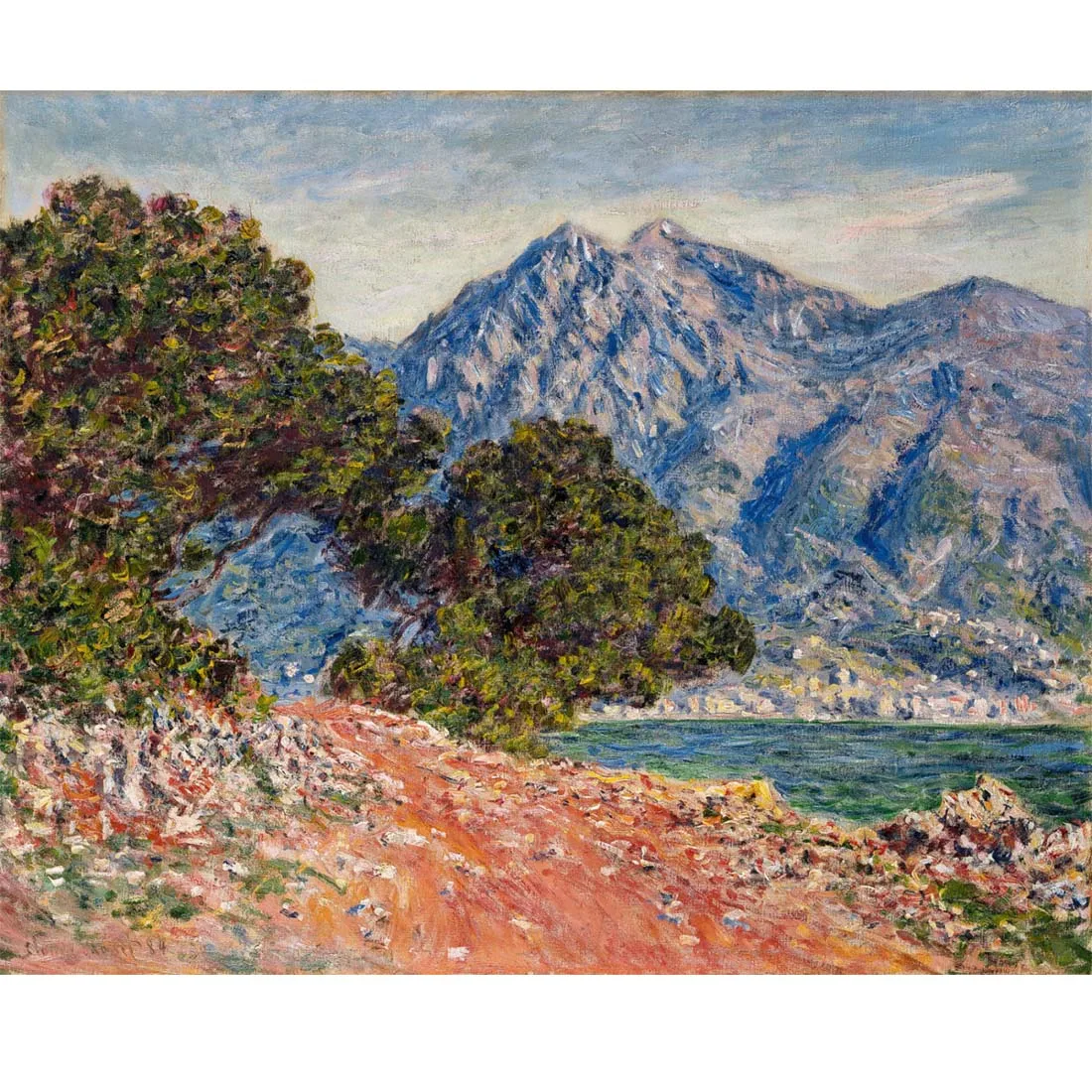 

Hand painted high quality reproduction of Cap Martin by Claude Monet Landscape oil painting for living room Home decor pictur