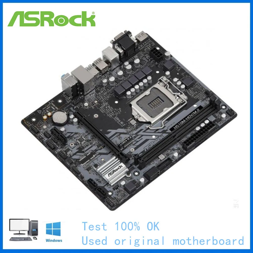 Imagem -02 - Placa-mãe Usado para Asrock H510m-hdv M.2 Placa-mãe Soquete Lga1200 Ddr4 Desktop Suporte 11400 10100f H510