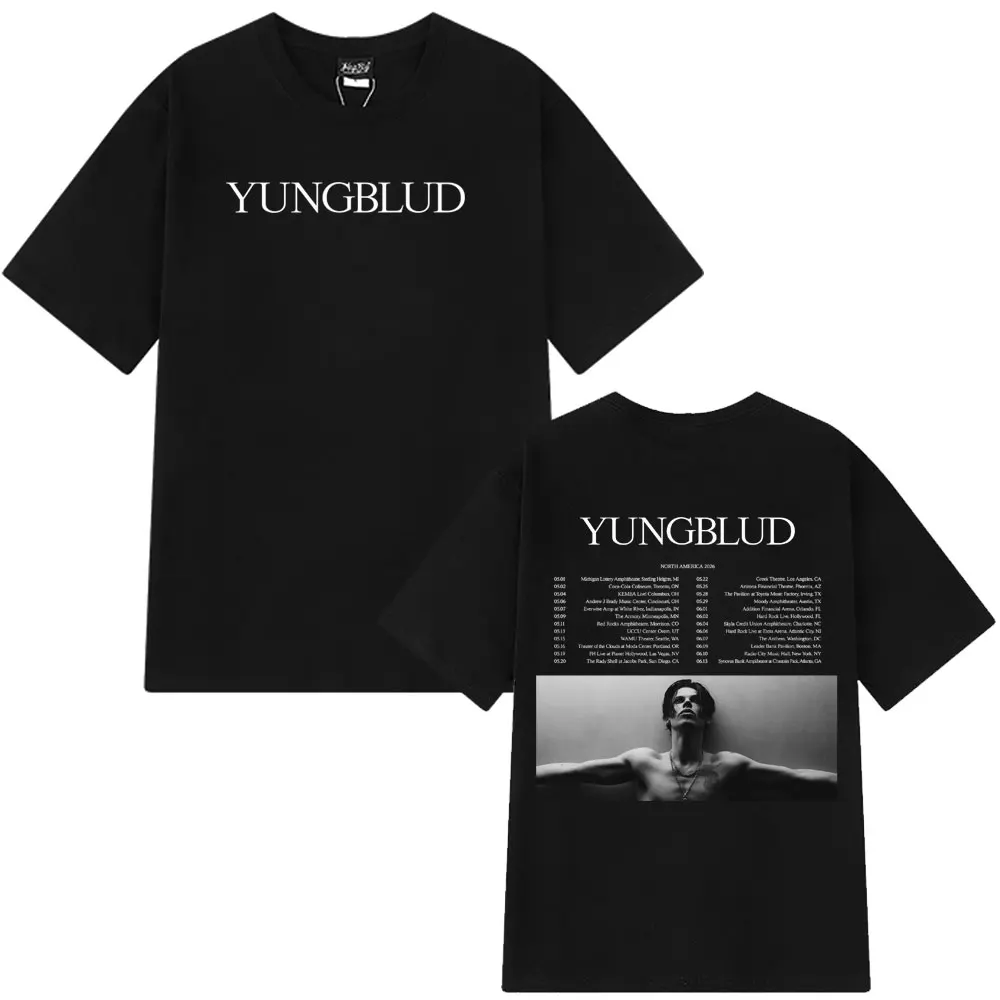 

Yungblud IDOLS North America Tour 2026 винтажная футболка с рисунком для мужчин и женщин футболки в стиле хип-хоп свободные повседневные хлопковые модные футболки