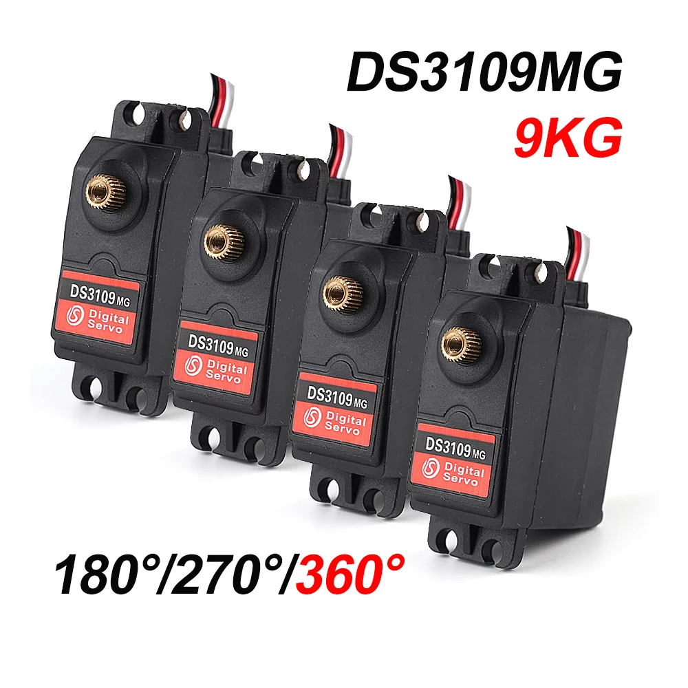 

4pcs 9kg Metal Gears Standard Digital Servo DSservo DS3109 13kg 4.8-6.8V RC Steering Motor For 1/8 1/10 RC Car Boat Plane Robot