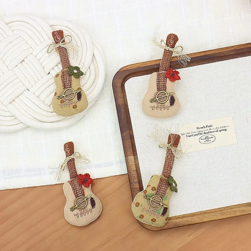 بروش الغيتار اليدوية الكتان نسيج القطن دبوس غريب الأطوار لحقيبة الشعر الملابس البوهيمي نمط ملحق ديكور 1 قطعة #3