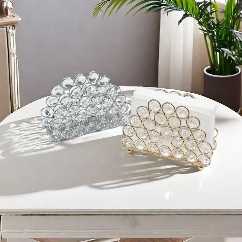 

Practical Nordic Style Crystal Napkin Holder Elegant Luxury Tissue Holder Metal Decorative Napkin Rack Restaurant Hotel