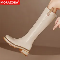 MORAZORA 2024 New Zipper Stretch Spandex Women Boots Fashion Ladies Platform Boots Winter Autumn Knee High Boots