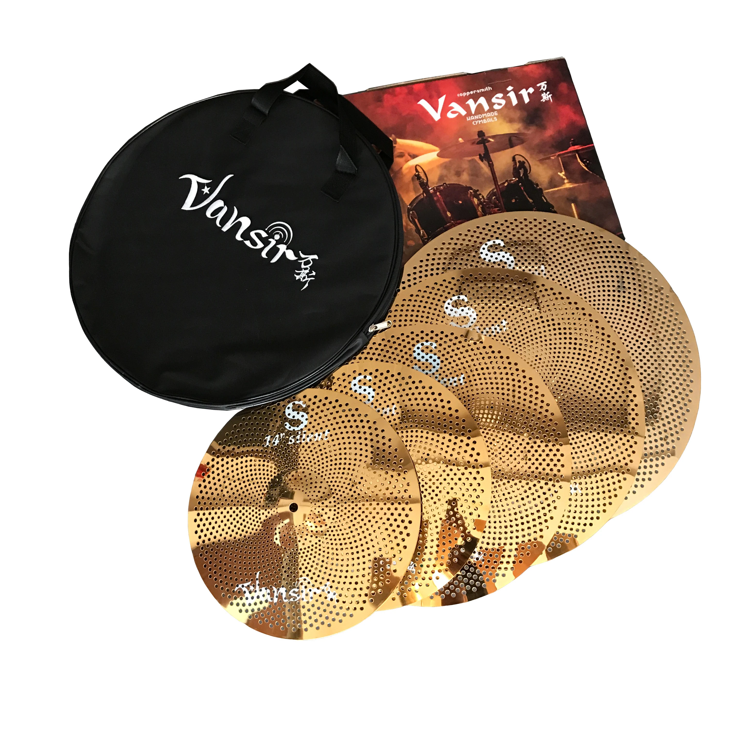 

Vansir Factory Gold Mute Cymbals Set 14''HH+16''Crash+18''Crash+20''Ride+Cymbal Bag