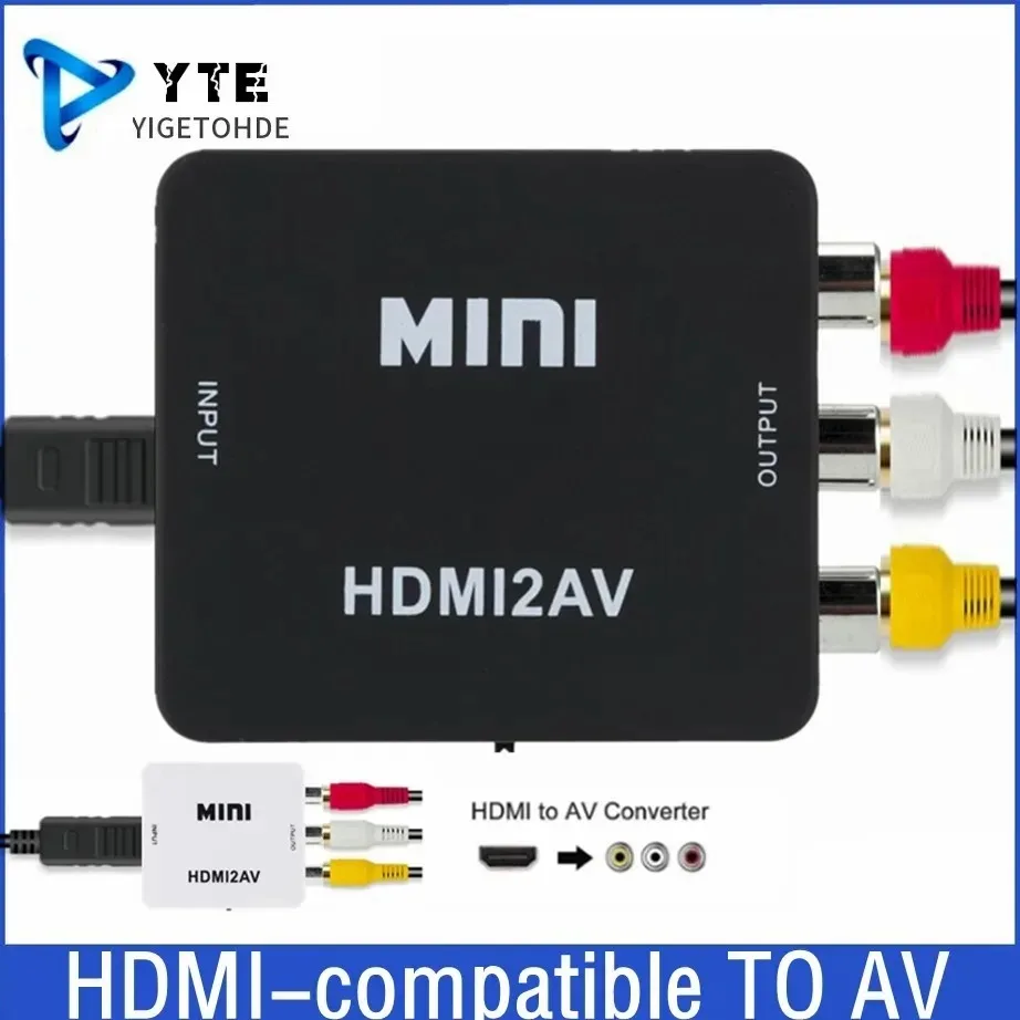 

YIGETOHDE HDMI-Compatible To AV Video Composite Converter Box HDMI-Compatible to RCA AV/CVSB L/R Video HD 1080P Support NTSC PAL