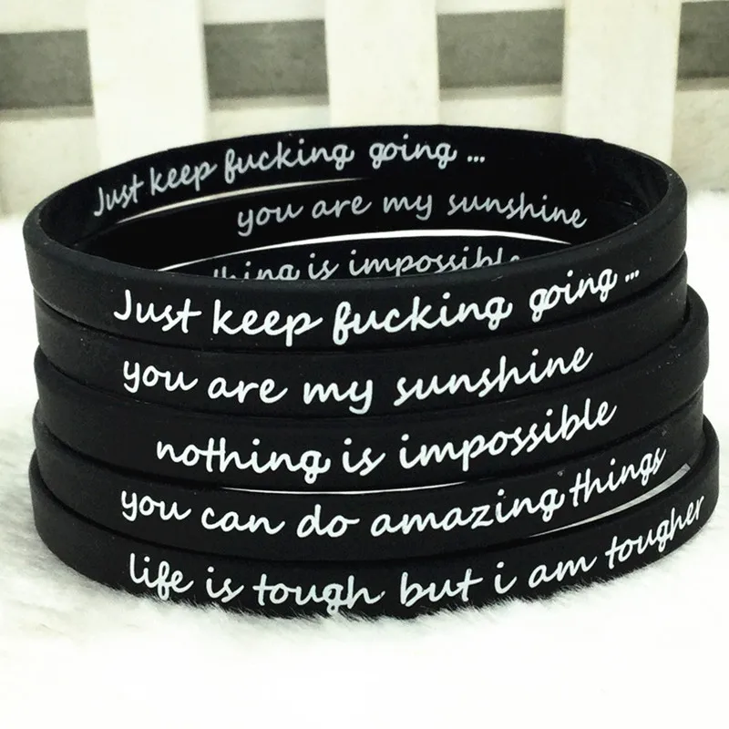5pcs just keep moving you are my sunshine nothing is impossible you can do amazing thing rubber bracelet silicone wristband