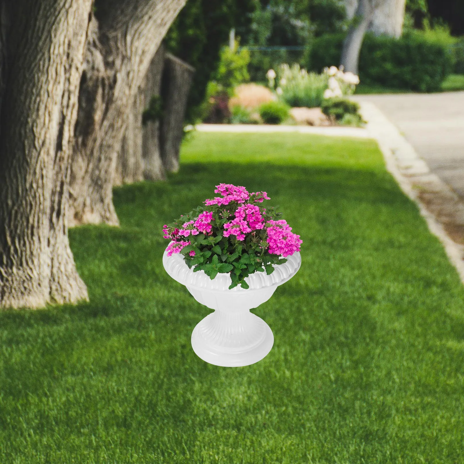 

4 Pcs White Plastic Flower Pots European Style Wedding Decoration Durable Retro Balcony Garden Planter Container