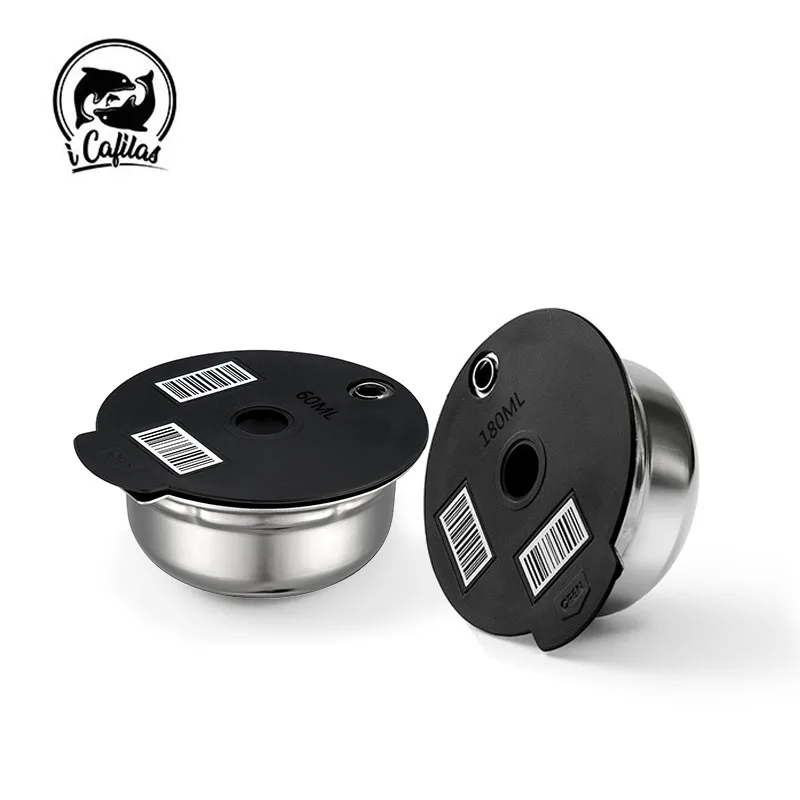 60ML/180ML reusable stainless steel pods are suitable for Bosch Tassimo refillable filter coffee machine iCafilas