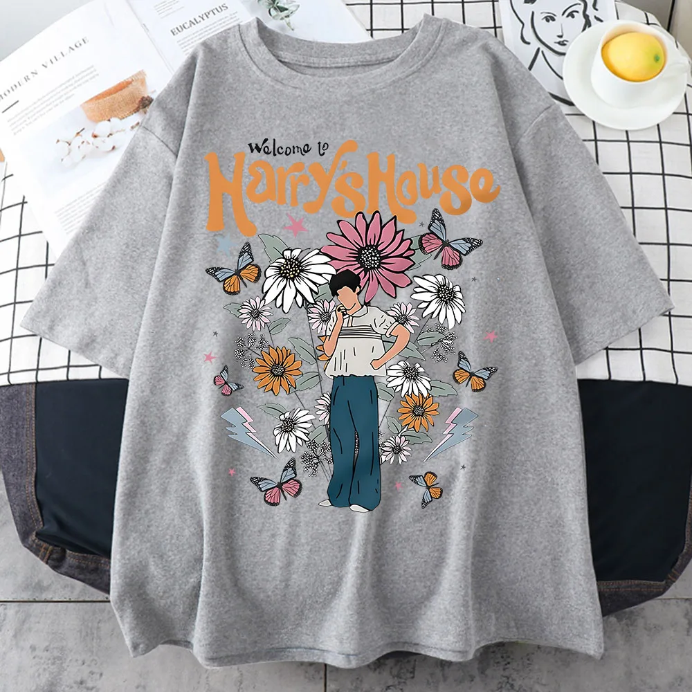 Harrys House T-shirt da donna in cotone estivo Manga Graphic T-shirt a maniche corte Morbida originalità Fetta della individualizzazione della vita