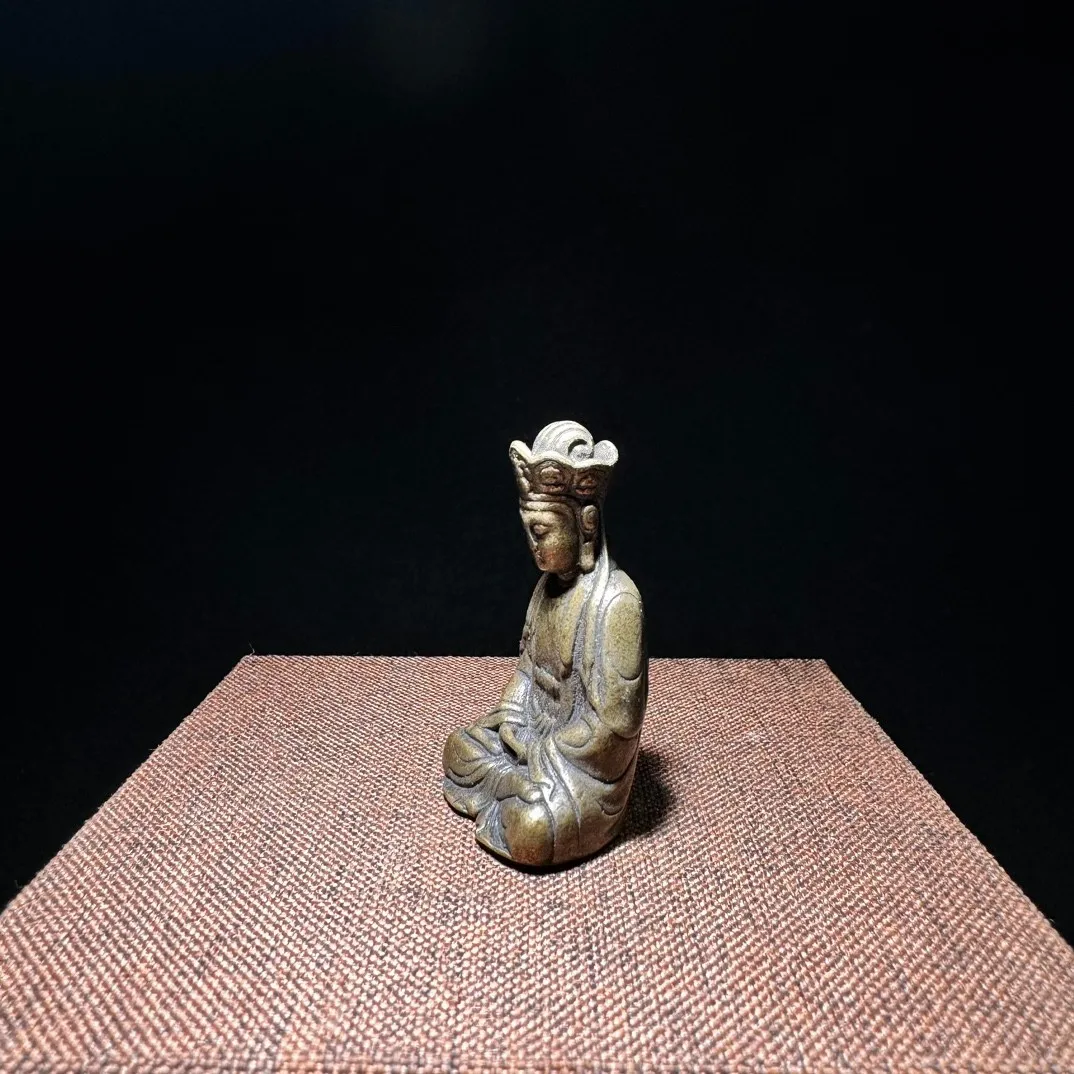 Antique Tibetan Buddhism Copper Ksitigarbha Bodhisattva Carrying Buddha with You