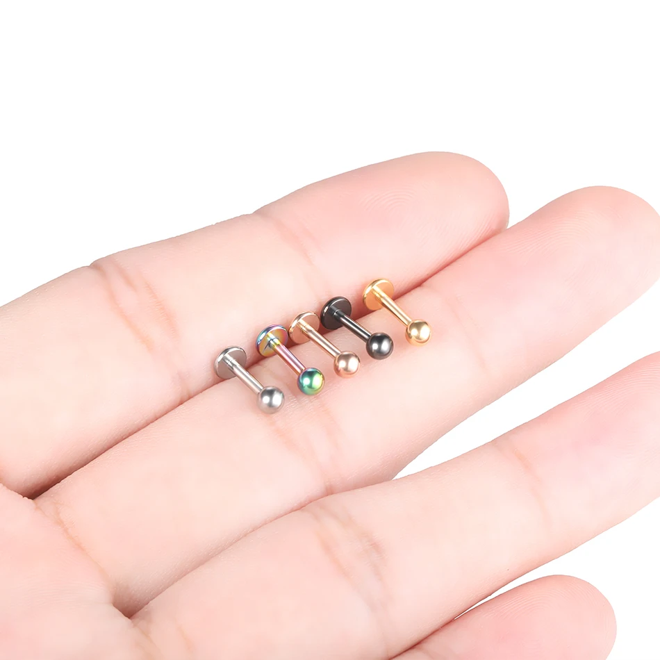 1PC G23 Titanium Labret Piercing Rings External & Internal Thread Ear Helix Tragus Earrings Piercing Body Jewelry