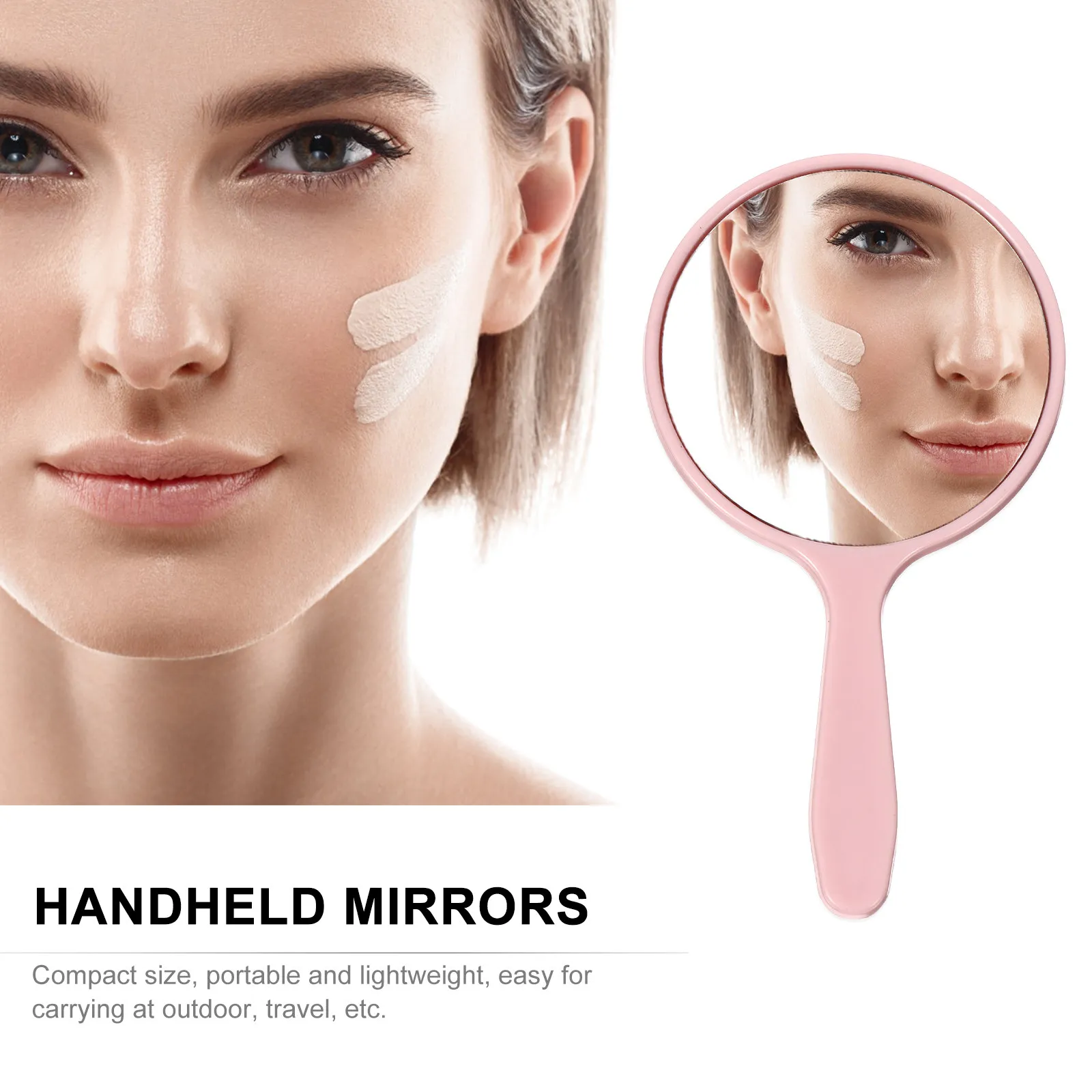 

5Pcs Portable Mirrors Handheld Makeup Mirrors Round Shape Slim Lightweight for Travel Beauty Salon Gift