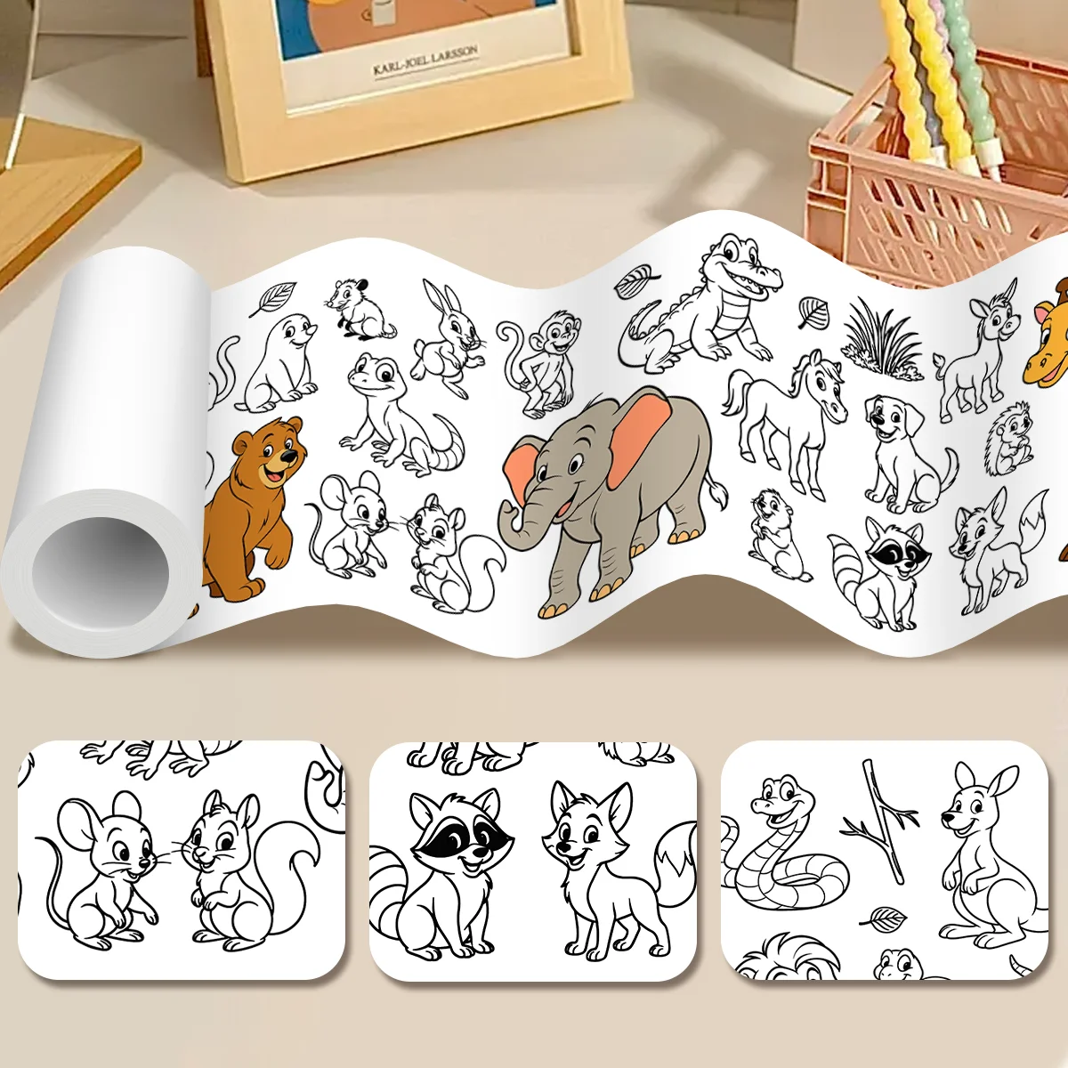 

1PC 120cm Animal Children's Drawing Roll DIY Coloring Paper Roll Color Filling Graffiti Painting Drawing Kids Educational Toys