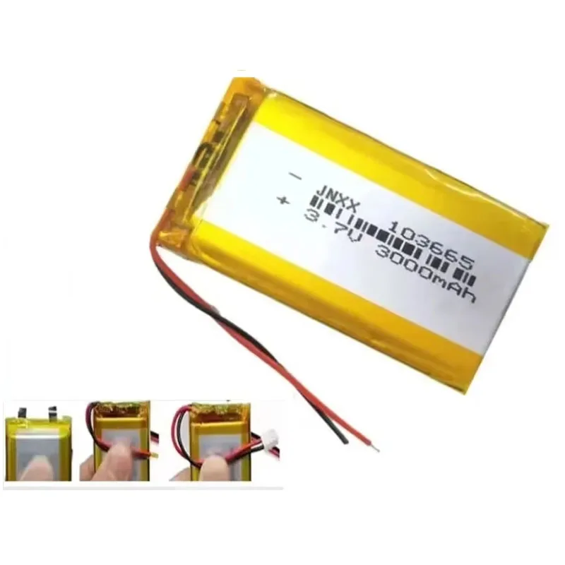 

New 103665 3000mAh 3.7V Polymer Lithium Battery for LED Light Driving Recorder Beauty Equipment Mobile Phone Battery