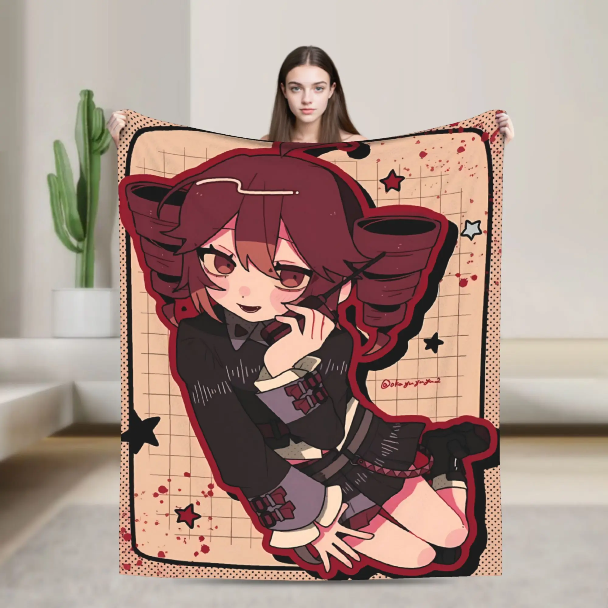 Kasane Teto Notebook Frame Anime Warm Soft Blanket  Camping Plush Throw Blanket Outdoor Flannel Bedspread Sofa Bed Cover