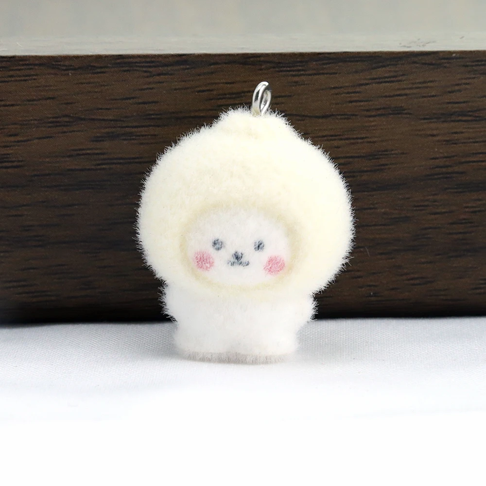 6Pcs Little Bear Flocked Resin Ornaments Animal Pendants DIY Phone Straps Keychains Accessories Handmade Jewelry Materials view 5