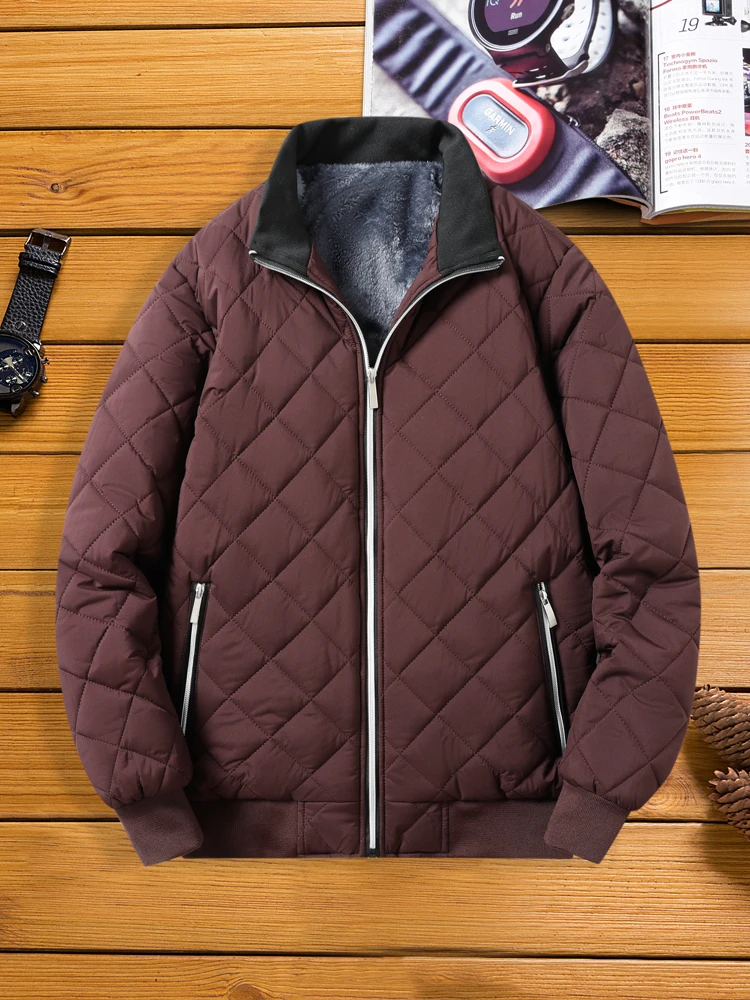 

Warmth Faionable Men's Fce Lined ort Jaet Stand Collar Inner Wear Casual Thiened Polyester Fiber Urban Sle Coat
