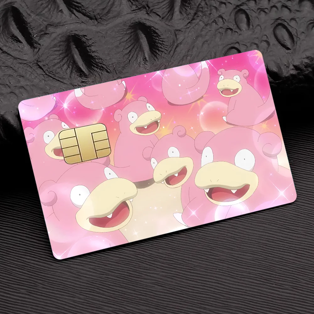 ملصقات البوكيمون Slowpoke اللطيفة، غطاء جلدي لفيلم الرسوم المتحركة لبطاقة الائتمان وبطاقة الخصم البنك الأمامية