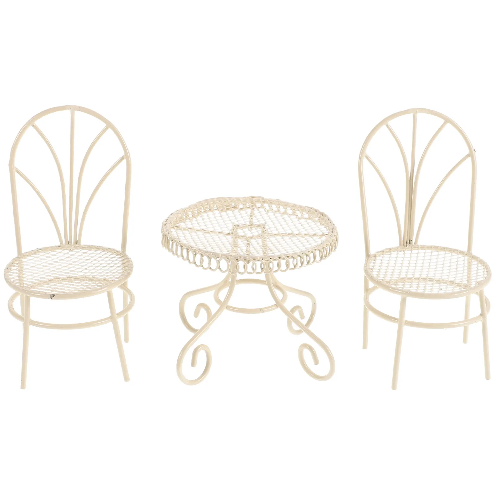 

1Set Miniature Garden Table and Chair Set Tiny Iron Furniture for Home Decor Desktop Ornament Photography Prop Small Space