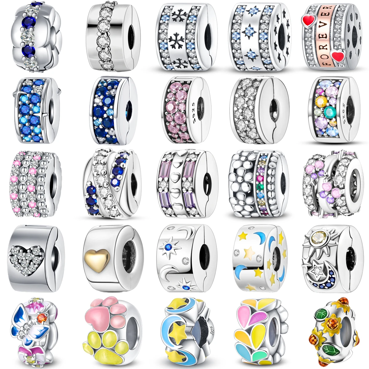 925 Sterling Silver Love Positioning Buckle Series Fit Original Pandora Bracelet Beads Pendant Colorful Women Jewelry DIY Gift